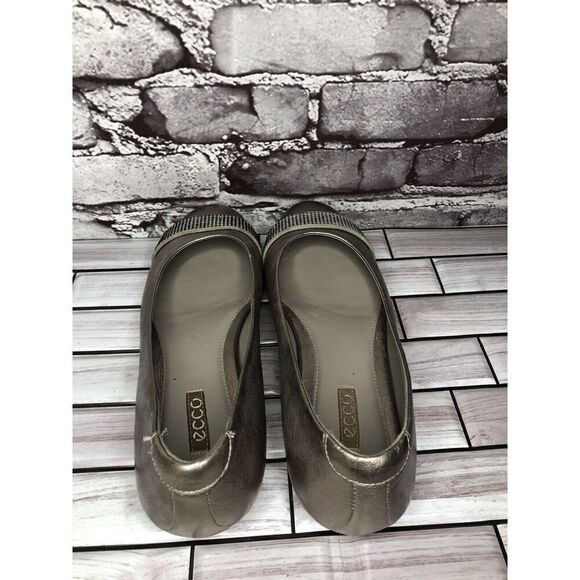 Ecco Silver Pewter Leather Rhinestone Ballet Flats Shoes Women’s Sz 40EU/9M US - Picture 9 of 16